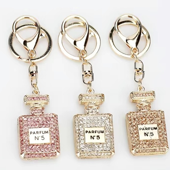 BAG CHARM Perfume Clear Crystal Rhinestones - Picture 2 of 7